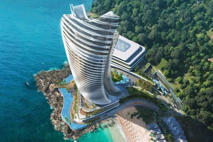 Thiết kế ấn tượng của Aspira Tower nhìn từ phía biển.