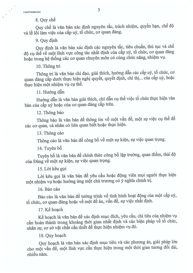 Quy định số 399-QĐ/TW của Ban Bí thư về thể loại, thẩm quyền ban hành và thể thức văn bản của Đảng- Ảnh 3.