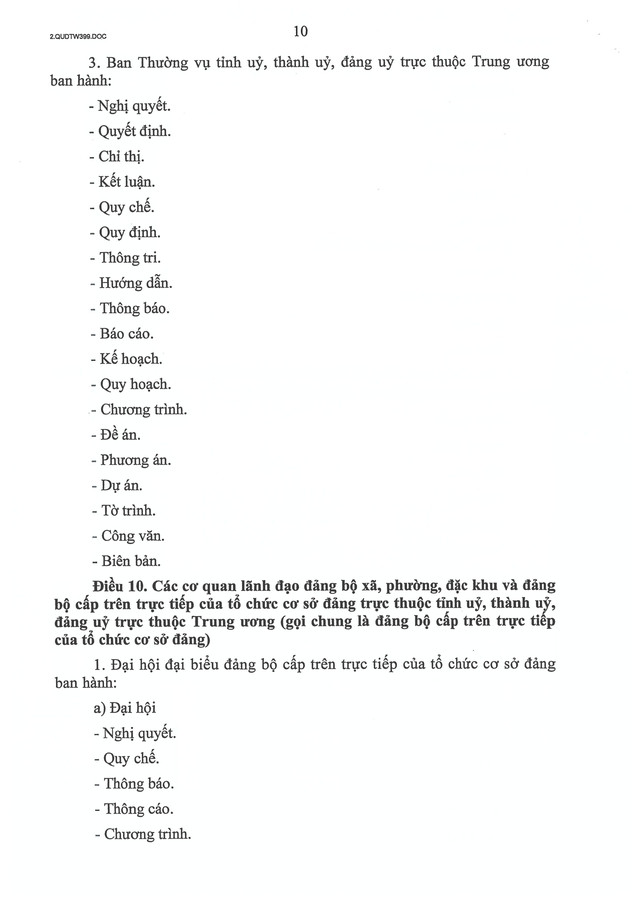 Quy định số 399-QĐ/TW của Ban Bí thư về thể loại, thẩm quyền ban hành và thể thức văn bản của Đảng- Ảnh 10.