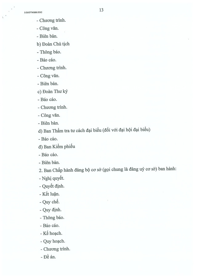 Quy định số 399-QĐ/TW của Ban Bí thư về thể loại, thẩm quyền ban hành và thể thức văn bản của Đảng- Ảnh 13.