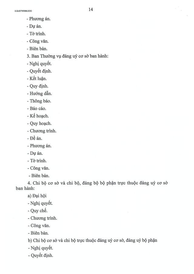 Quy định số 399-QĐ/TW của Ban Bí thư về thể loại, thẩm quyền ban hành và thể thức văn bản của Đảng- Ảnh 14.