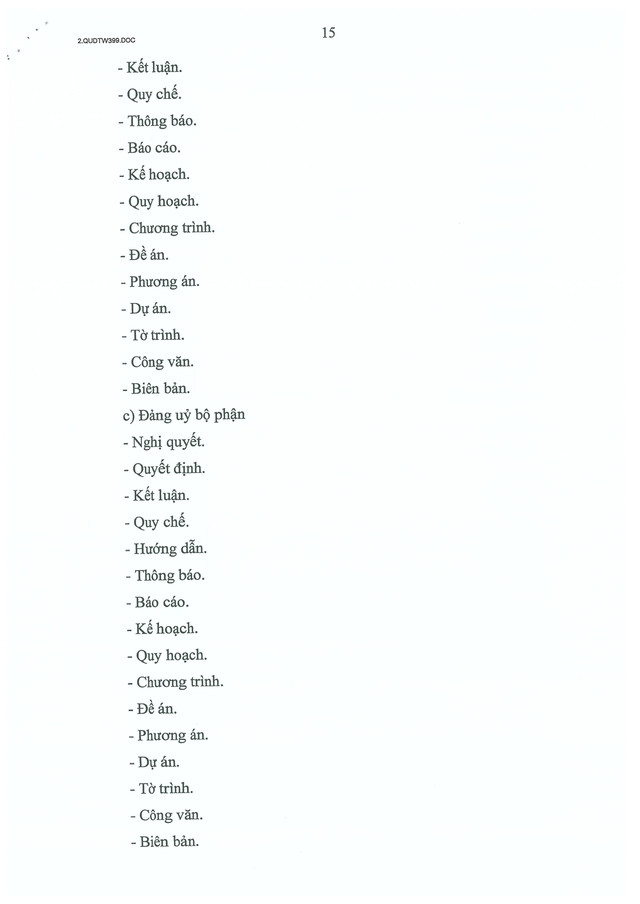 Quy định số 399-QĐ/TW của Ban Bí thư về thể loại, thẩm quyền ban hành và thể thức văn bản của Đảng- Ảnh 15.