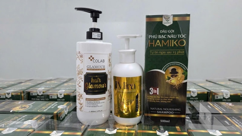 Sản phẩm dầu gội và thuốc nhuộm tóc giả bị thu giữ