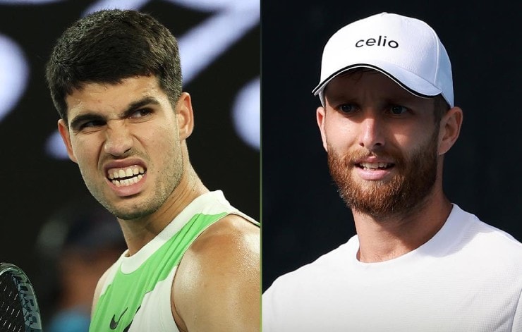 Carlos Alcaraz và Corentin Moutet trước trận vòng 3 Australian Open