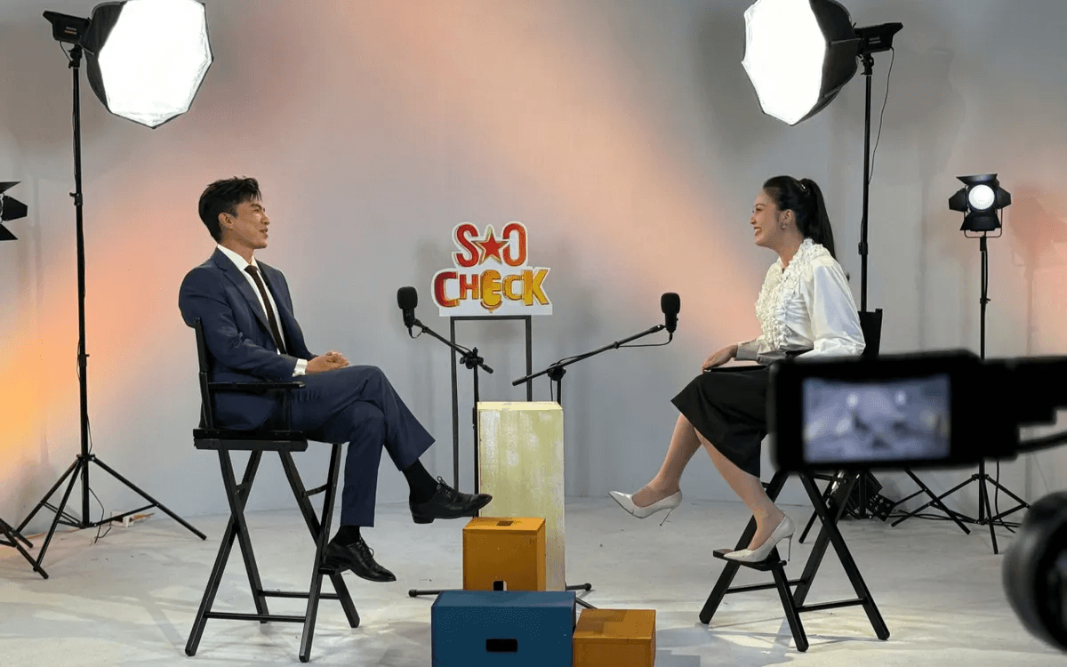Steven Nguyễn trong buổi ghi hình tại trường quay chương trình Sao Check sáng nay, 26/1. (Ảnh: VTV Times)