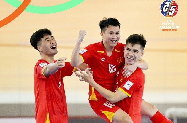 ĐT futsal Việt Nam ăn mừng chiến thắng trước Lebanon tại giải futsal châu Á 2026