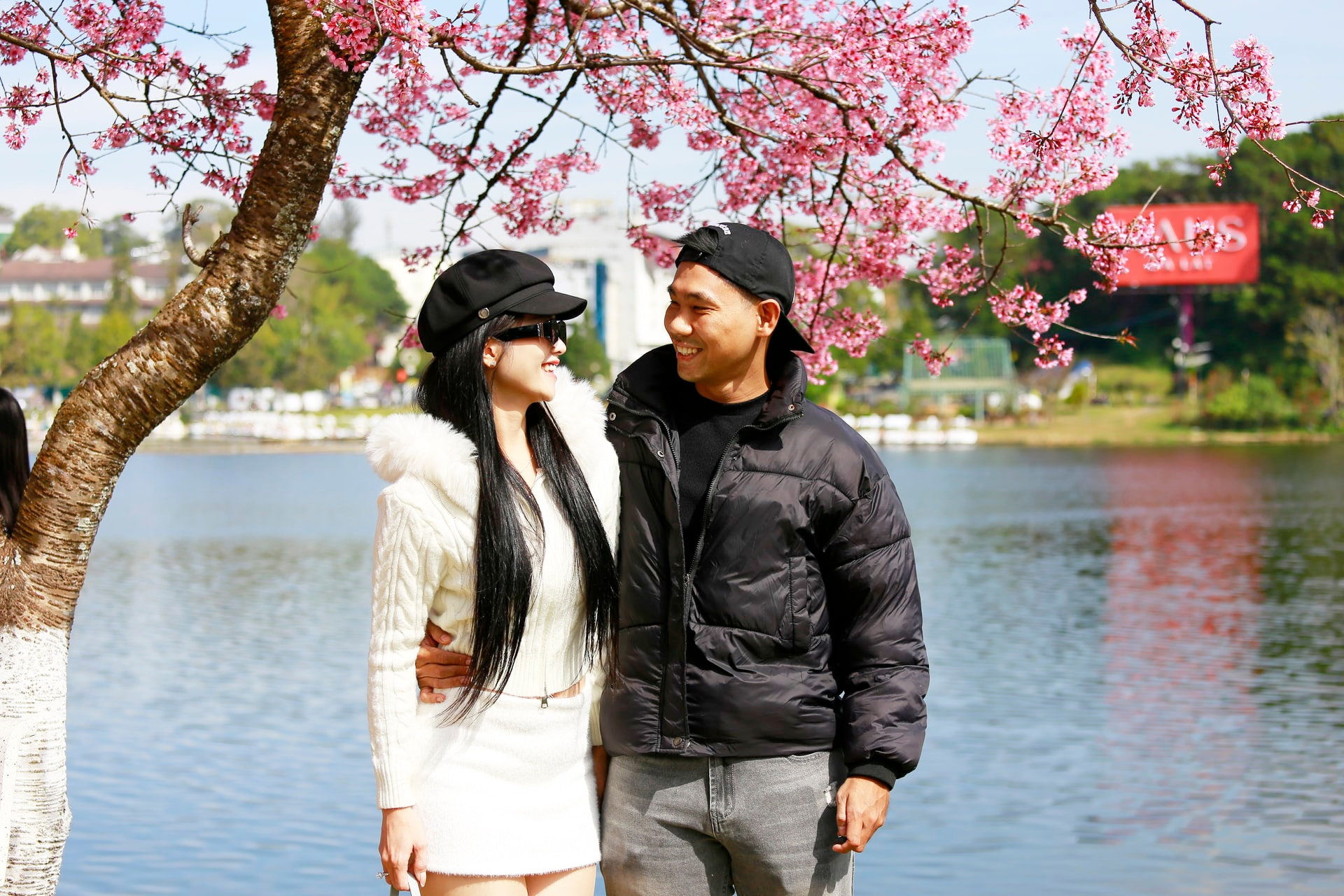 Ms Bui Thanh Doan captures memorable moments beneath the cherry blossoms.