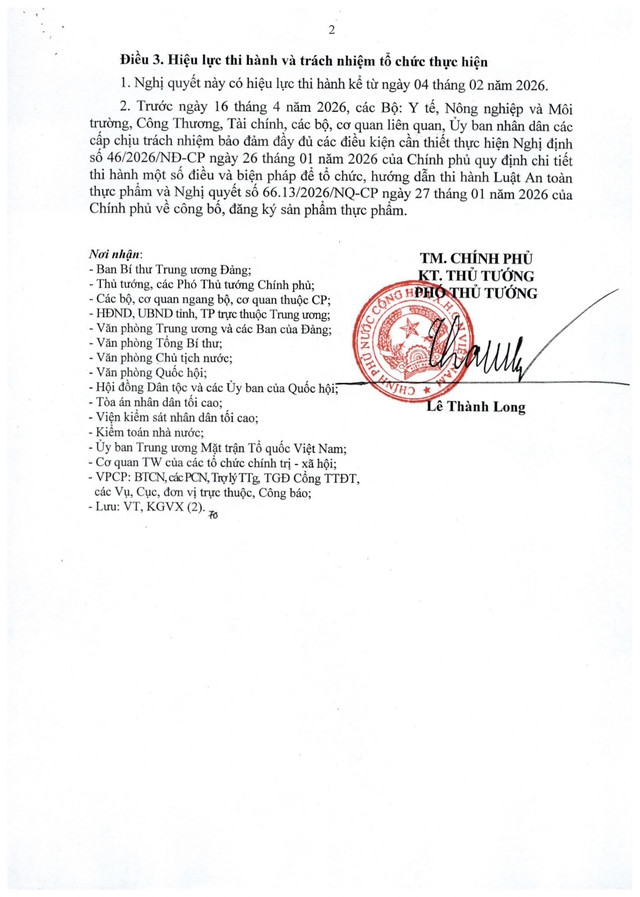 TOÀN VĂN: Nghị quyết 09/2026/NĐ-CP về tạm ngưng Nghị định 46/2026/NĐ-CP về hướng dẫn thi hành Luật An toàn thực phẩm- Ảnh 2.