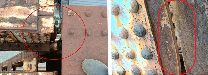 Bản thép tiếp điểm tại nhịp 18 cầu Long Biên bị đứt rời gây nguy hiểm cho kết cấu