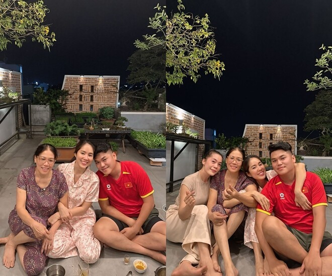 Diễn viên Lê Phương giản dị khi về quê chồng ăn Tết.