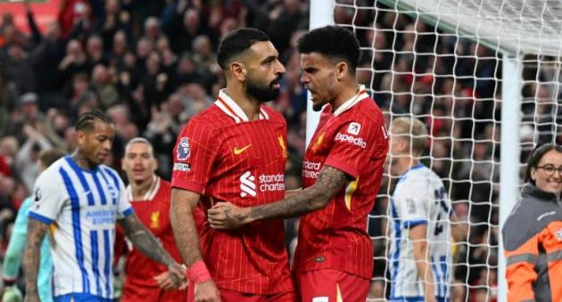 Khoảnh khắc ăn mừng của các cầu thủ Liverpool trong trận thắng Brighton mùa trước.