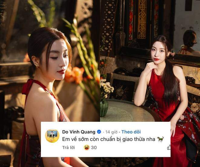 Hoa hậu Đỗ Mỹ Linh rạng rỡ trong bộ ảnh áo yếm đỏ cận Giao thừa