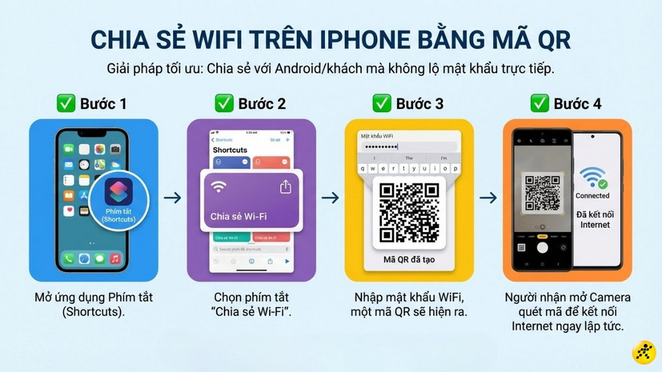 Tạo mã QR chia sẻ WiFi trên iPhone