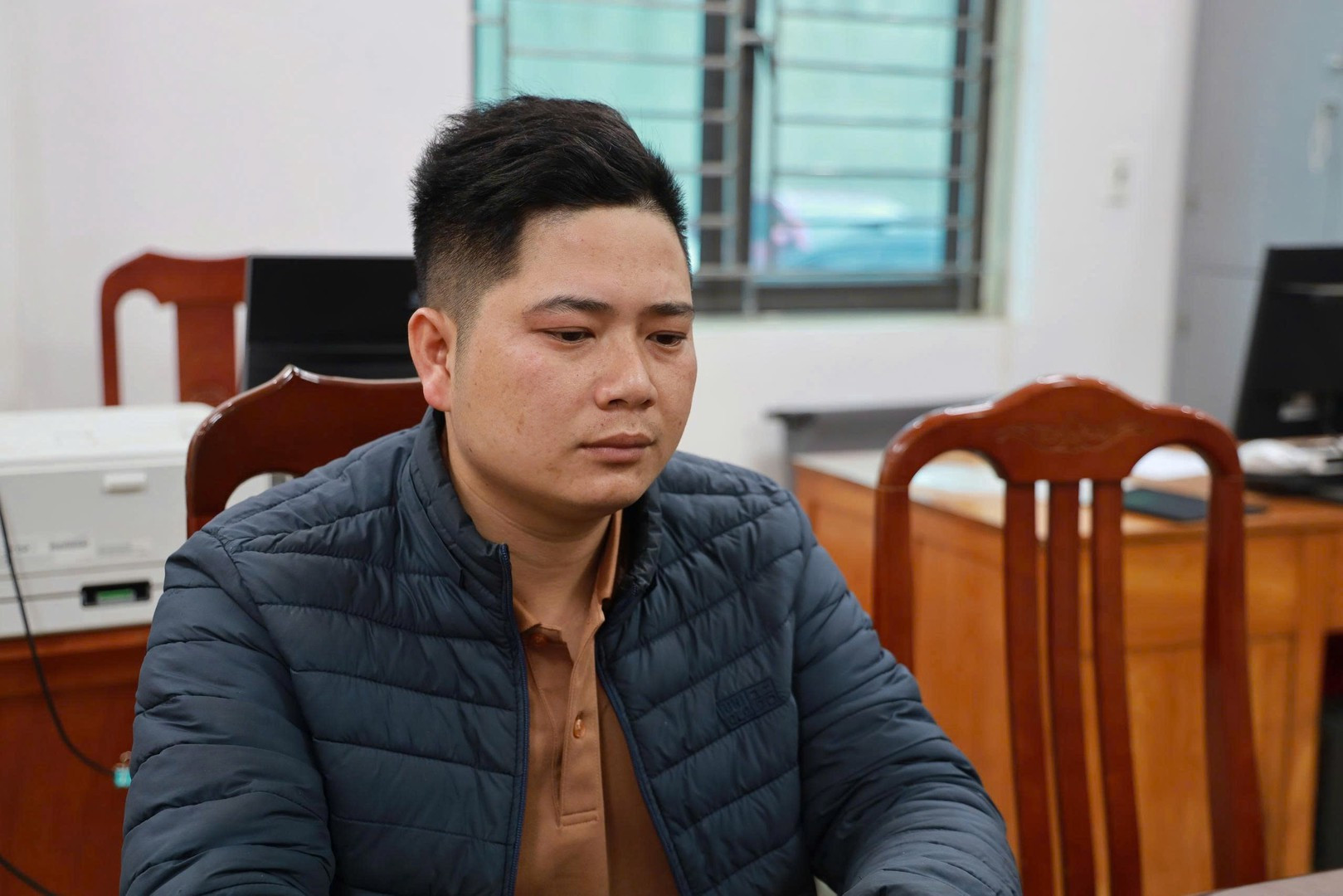 Đối tượng Triệu Văn Nội tại cơ quan Công an.