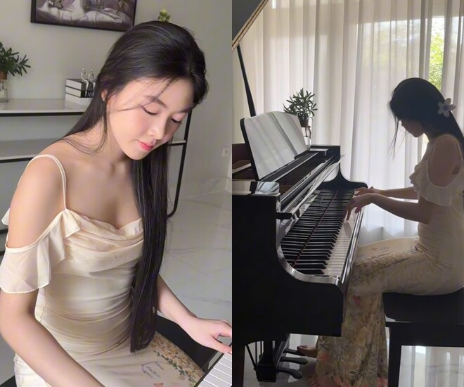 Lọ Lem nhà MC Quyền Linh khoe vẻ đẹp thanh thuần khi thực hiện các hoạt động nghệ thuật tại nhà.