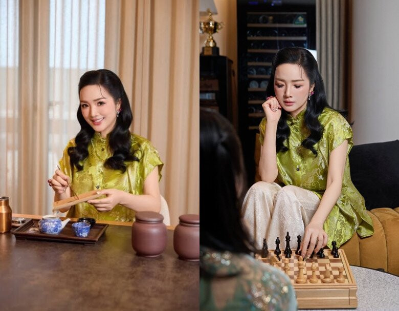 Hoa hậu Giáng My tận hưởng phong vị thanh nhã trong những ngày đầu năm.