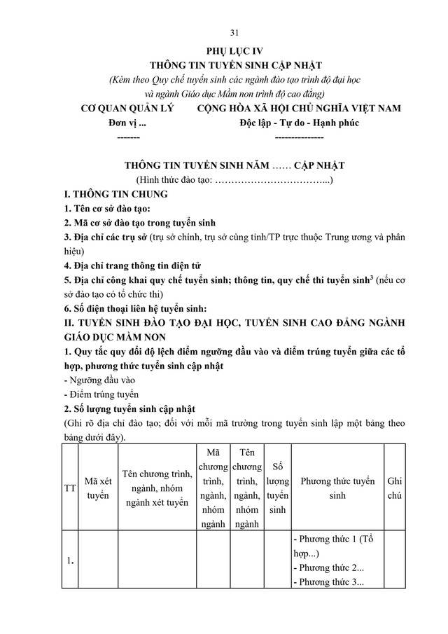 TOÀN VĂN: Thông tư 06/2026/TT-BGDĐT quy chế tuyển sinh đào tạo Đại học, cao đẳng giáo dục mầm non- Ảnh 33.