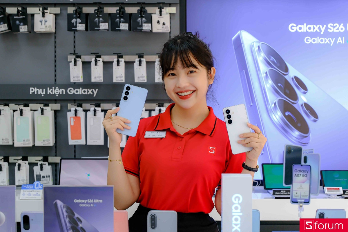Khu vực trưng bày trải nghiệm Galaxy S26 Series tại hệ thống CellphoneS