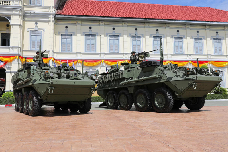Xe thiết giáp Stryker của Thái Lan triển khai tại khu vực biên giới