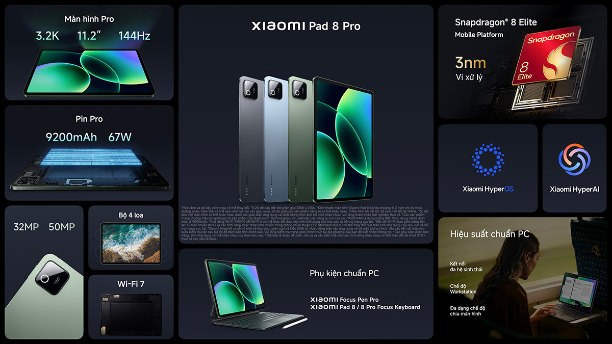 Màn hình hiển thị sắc nét của Xiaomi Pad 8 Series
