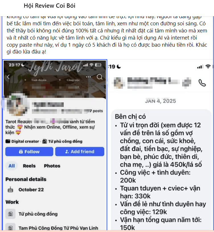 Đa dạng các hình thức quảng cáo xem bói online nhằm mục đích lừa đảo chiếm đoạt tài sản.