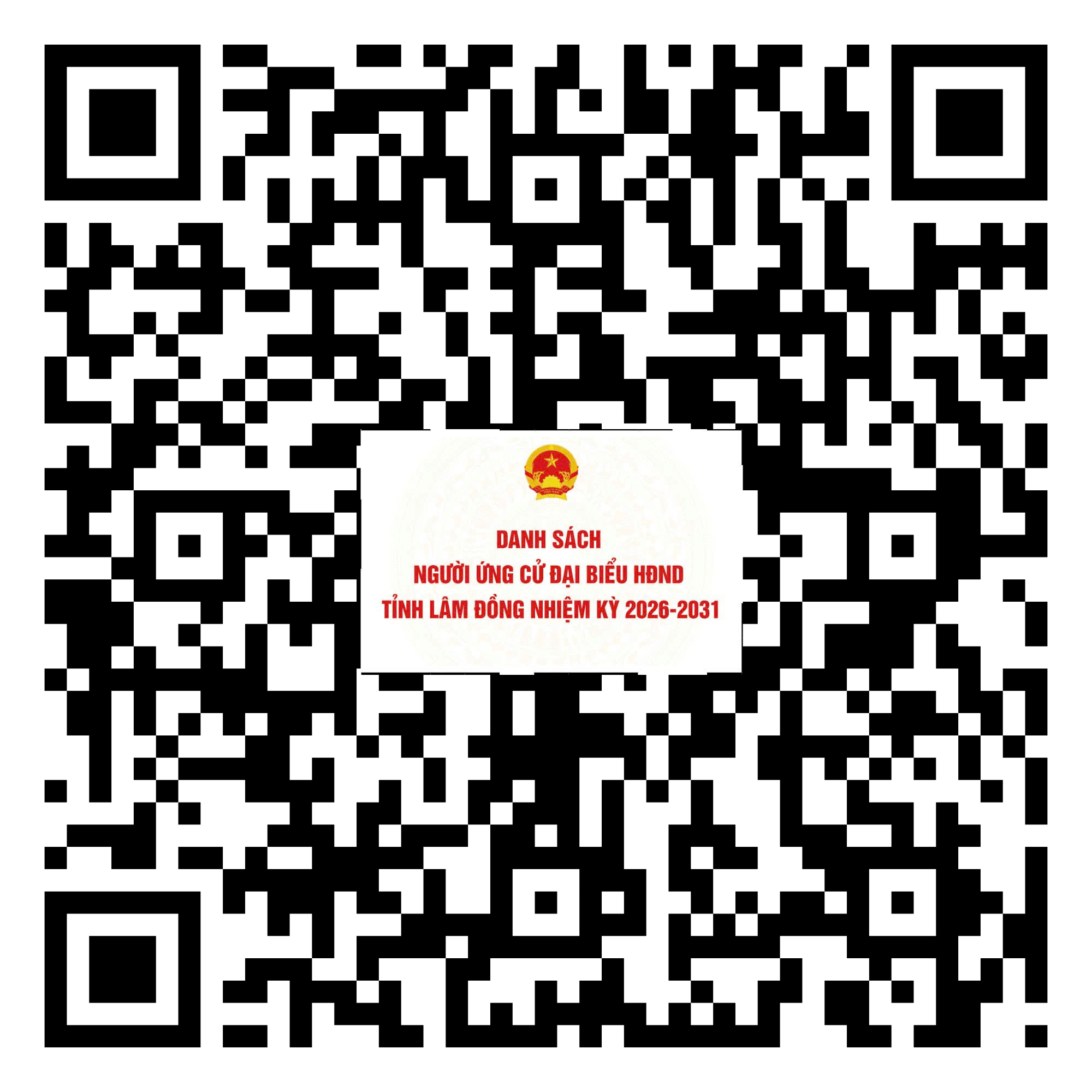 Quét mã QR để xem Danh sách 133 người ứng cử đại biểu HĐND tỉnh Lâm Đồng khóa XI, nhiệm kỳ 2026 - 2031