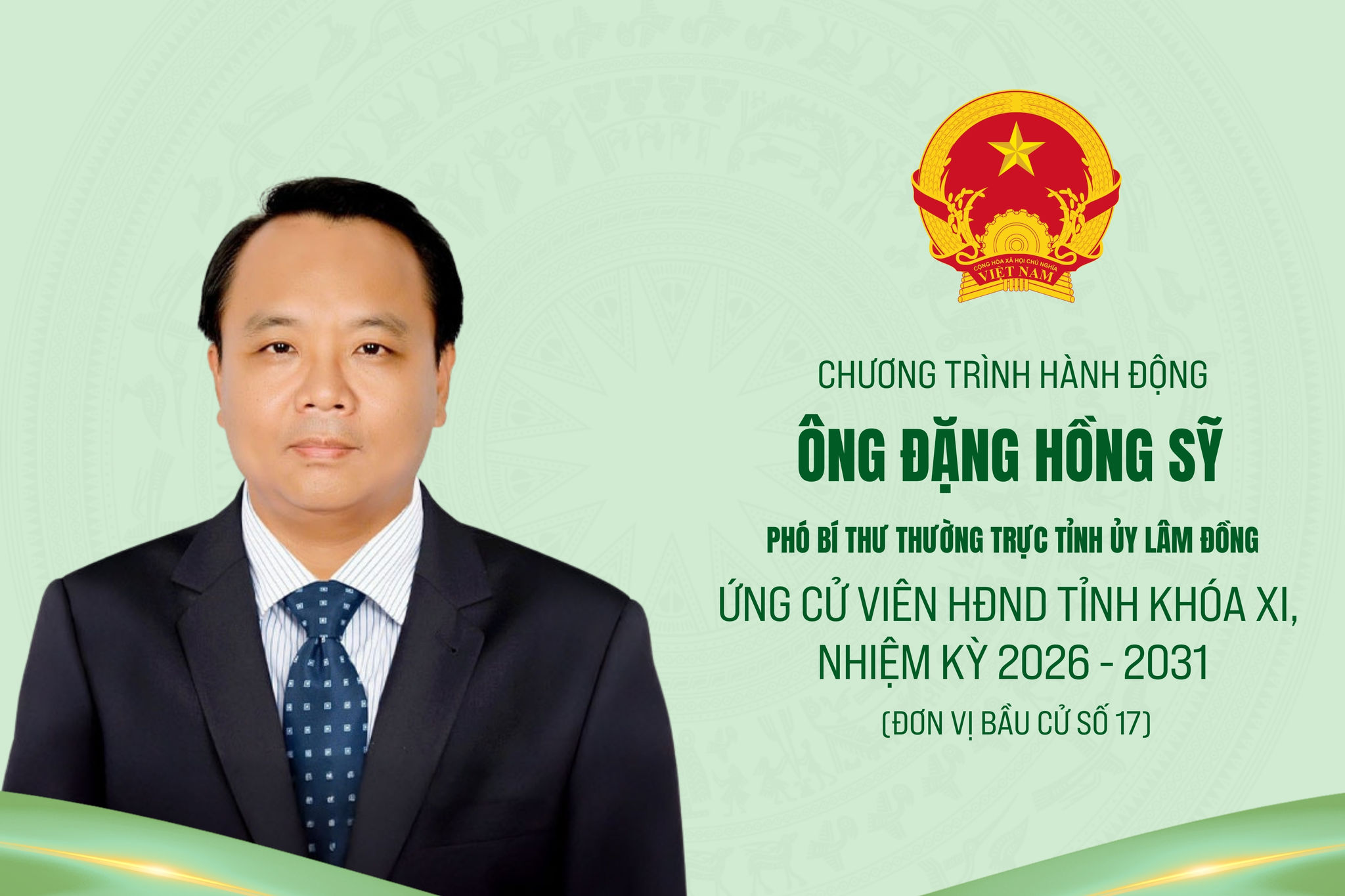 Chương trình hành động của ông Đặng Hồng Sỹ, ứng cử viên đại biểu HĐND Link vào Dubai88 nhà cái khóa XI, nhiệm kỳ 2026-2031