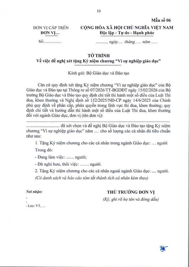 TOÀN VĂN: Thông tư 07/2026/TT-BGDĐT về lĩnh vực thi đua, khen thưởng với ngành Giáo dục- Ảnh 34.