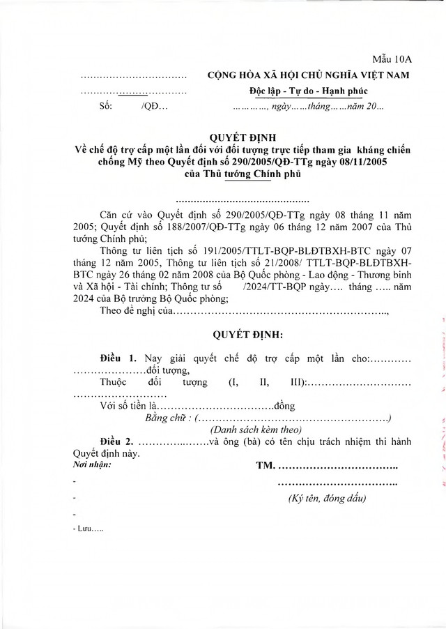 Chế độ chính sách với đối tượng trực tiếp tham gia kháng chiến chống Mỹ nhưng chưa được hưởng chính sách- Ảnh 56.