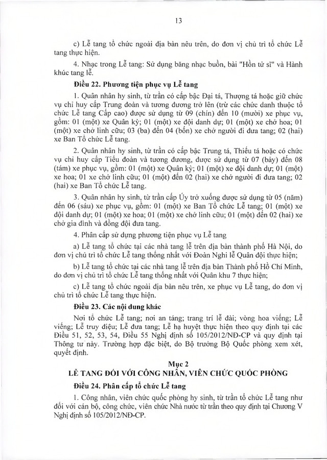 Quy định về lễ tang với quân nhân, công nhân, viên chức, người làm cơ yếu do Bộ Quốc phòng quản lý- Ảnh 29.