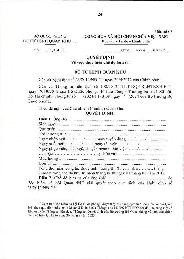 Chế độ quân nhân, công an tham gia chiến tranh bảo vệ Tổ quốc, làm nhiệm vụ ở Campuchia, Lào sau 30/4/1975 đủ 20 năm trong quân đội đã xuất ngũ- Ảnh 24.