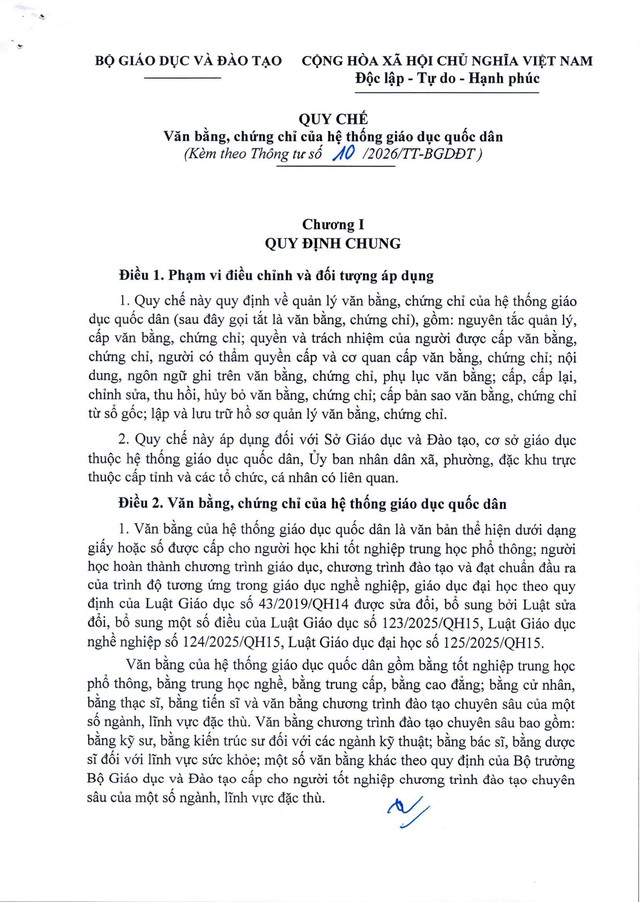 Quy chế mới về văn bằng, chứng chỉ của hệ thống giáo dục quốc dân- Ảnh 4.