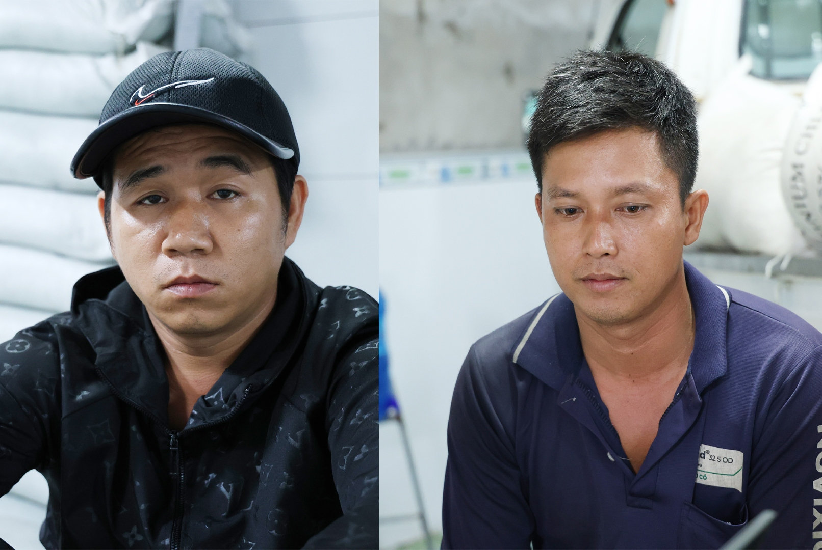 Nghi phạm Nguyễn Văn Khả và Tô Văn Ưa tại hiện trường vụ việc