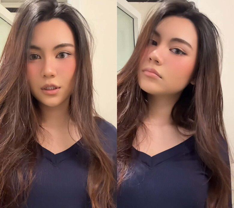 Hạt Dẻ gây chú ý với tông makeup đơn giản nhưng làm nổi bật đường nét gương mặt.