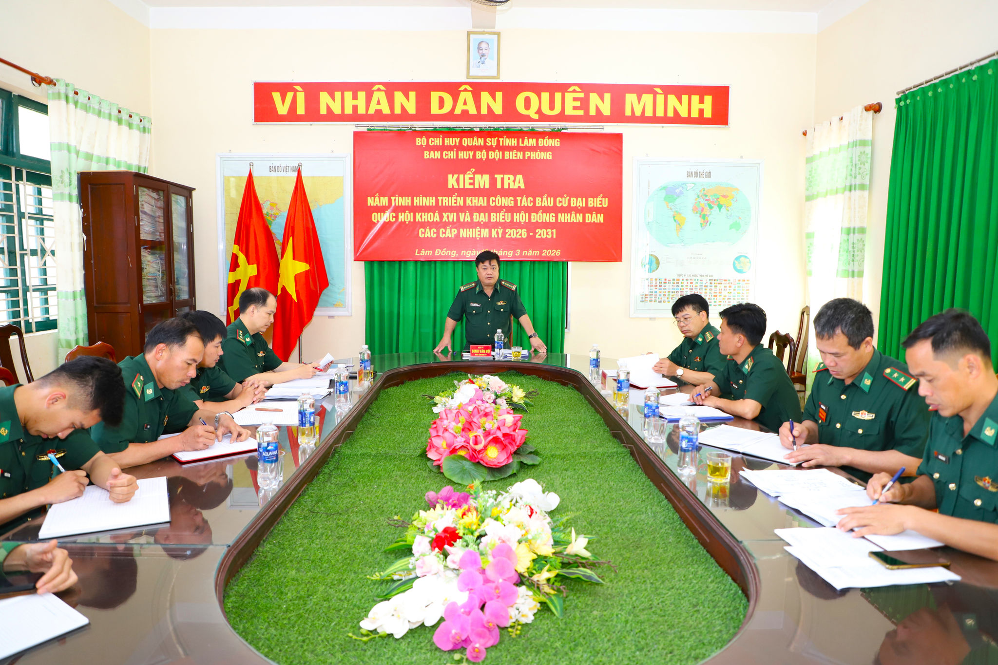 Đoàn công tác Bộ đội Biên phòng tỉnh Lâm Đồng kiểm tra công tác chuẩn bị bầu cử sớm tại Tiểu đoàn Huấn luyện - Cơ động 1