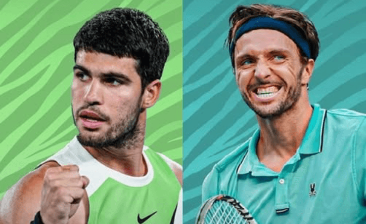 Carlos Alcaraz và Arthur Rinderknech tại vòng 3 Indian Wells