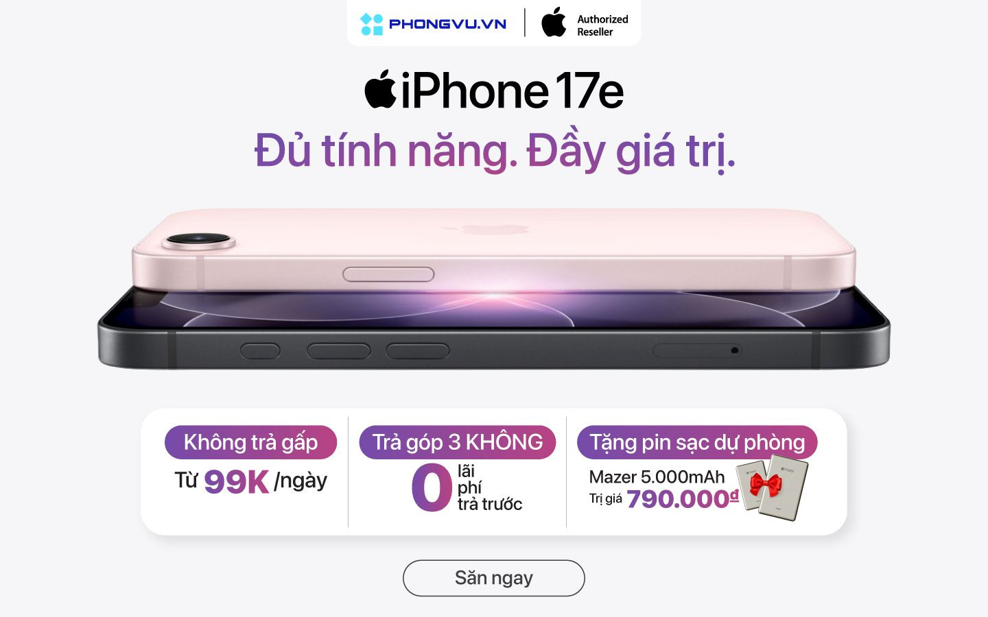 iPhone 17e trả góp 3 không tại Phong Vũ