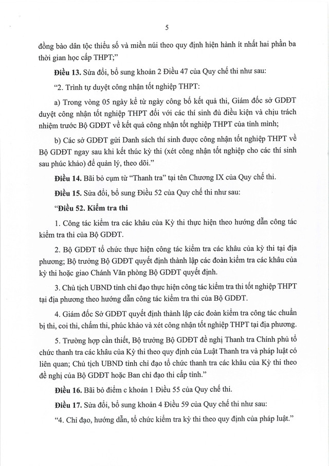 Thông tư số 13/TT-BGDĐT: Điểm mới trong quy chế thi tốt nghiệp THPT 2026- Ảnh 6.