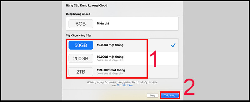 Xác nhận gói dung lượng trên Mac
