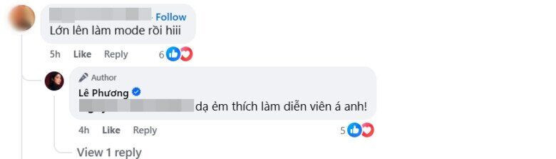 Lê Phương tiết lộ ái nữ muốn làm diễn viên.