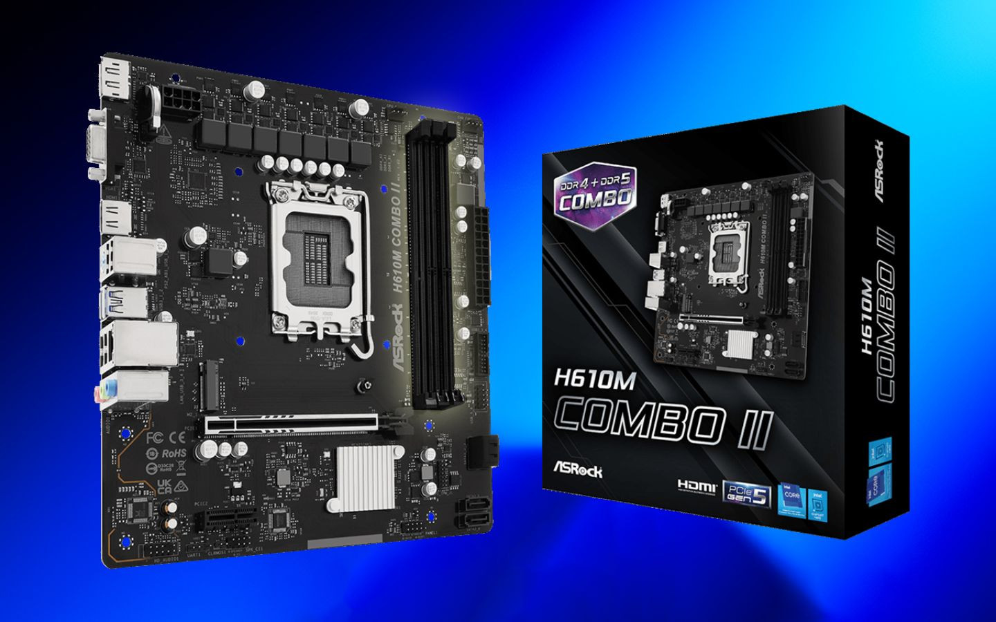 ASRock lặn lẽ ra mắt H610M COMBO II; Bo mạch chủ thứ hai có khe cắm DIMM DDR4 và DDR5.