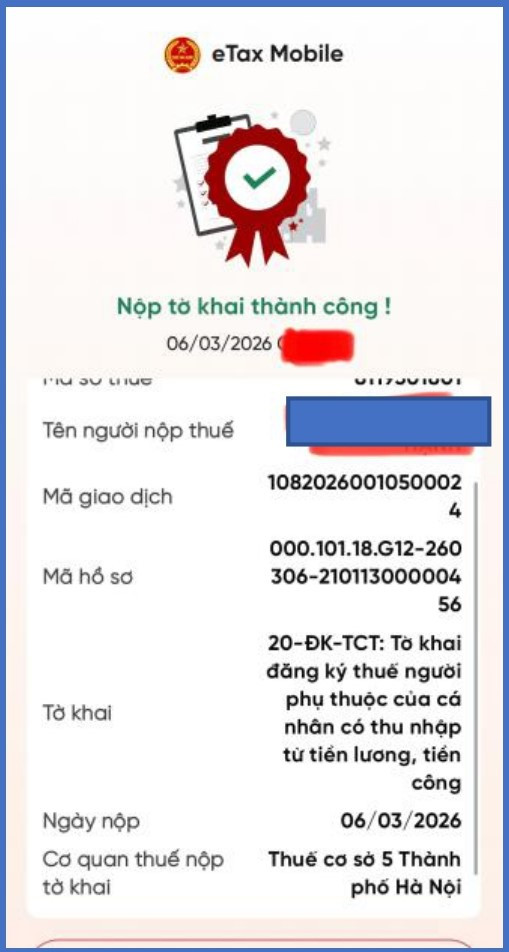 Hướng dẫn đăng ký mới, thay đổi thông tin người phụ thuộc trên Etax Mobile- Ảnh 6. Hướng dẫn đăng ký mới, thay đổi thông tin người phụ thuộc trên Etax Mobile- Ảnh 6.