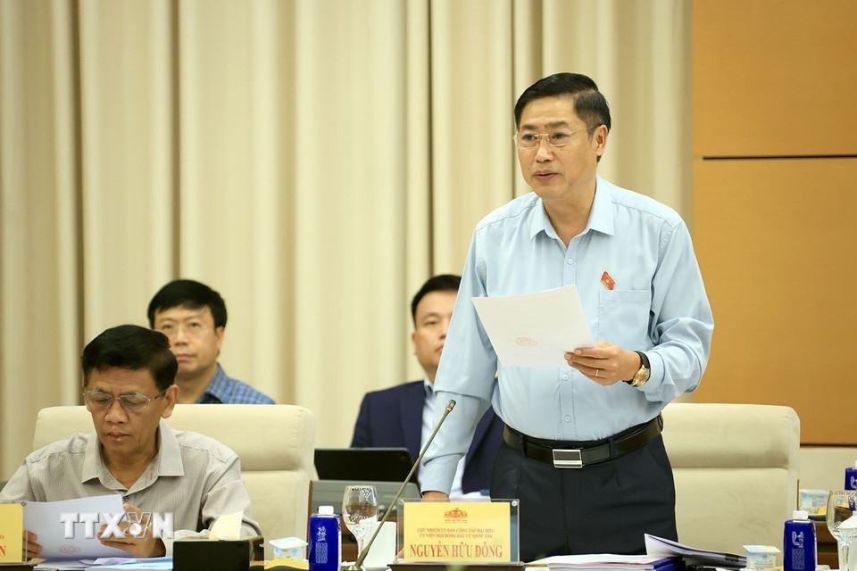 Chủ nhiệm Uỷ ban công tác đại biểu, Uỷ viên Hội đồng bầu cử Quốc gia Nguyễn Hữu Đông phát biểu. (Ảnh: Tuấn Anh/TTXVN)