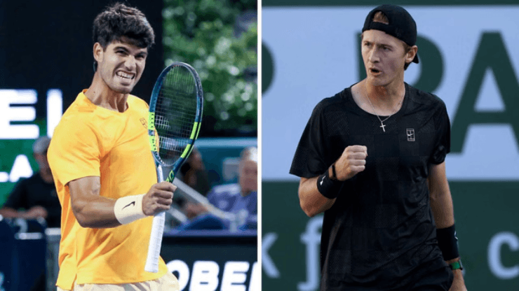 Carlos Alcaraz và Sebastian Korda trong trận đấu tại vòng 3 Miami Open 2026
