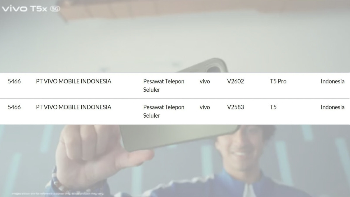 Bộ đôi vivo T5 và vivo T5 Pro xuất hiện trên nền tảng chứng nhận SDPPI của Indonesia