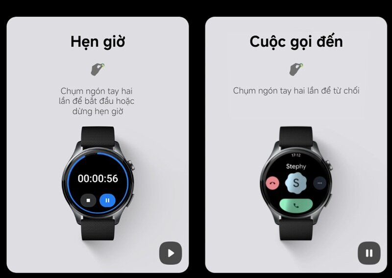 Tính năng điều khiển bằng cử chỉ không chạm trên Xiaomi Watch 5