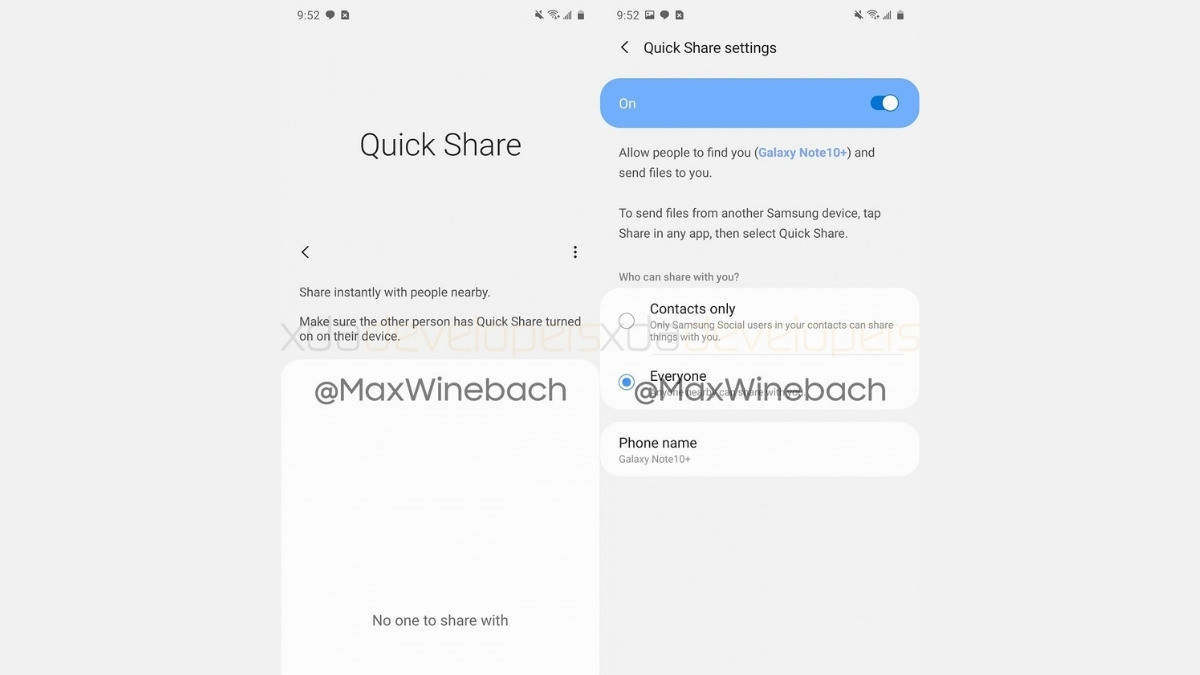 Giao diện Quick Share hỗ trợ AirDrop