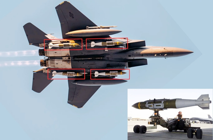 Tiêm kích F-15E Strike Eagle của Mỹ mang theo 4 quả bom xuyên phá GBU-31