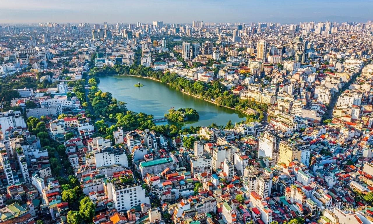 Một góc thành phố Hà Nội nhìn từ trên cao