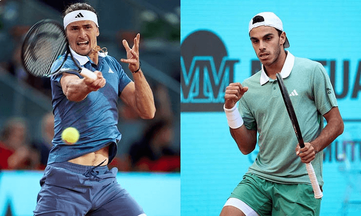 Zverev (bên trái) được giới chuyên môn đánh giá cao hơn nhiều so với Cerundolo (bên phải)